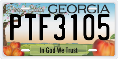 GA license plate PTF3105