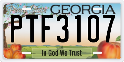 GA license plate PTF3107