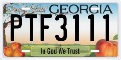 GA license plate PTF3111