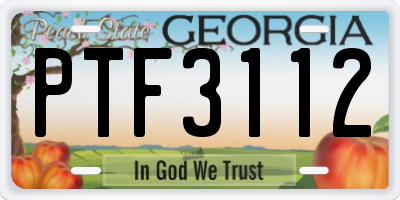 GA license plate PTF3112