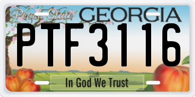 GA license plate PTF3116