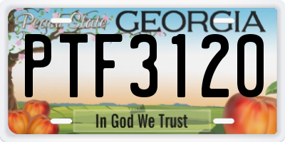 GA license plate PTF3120