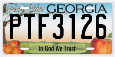 GA license plate PTF3126