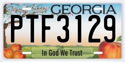 GA license plate PTF3129
