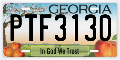 GA license plate PTF3130