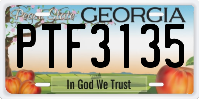 GA license plate PTF3135