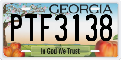 GA license plate PTF3138