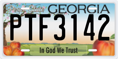 GA license plate PTF3142