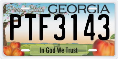 GA license plate PTF3143