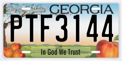 GA license plate PTF3144