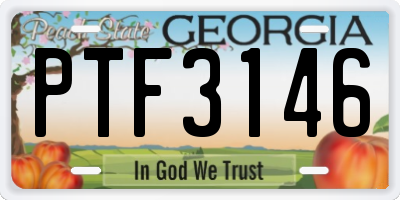 GA license plate PTF3146