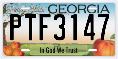 GA license plate PTF3147