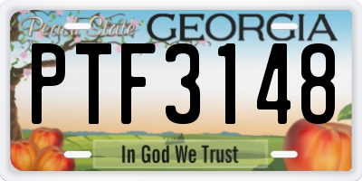 GA license plate PTF3148