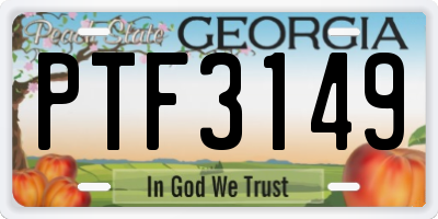 GA license plate PTF3149