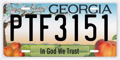 GA license plate PTF3151