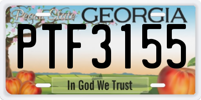 GA license plate PTF3155