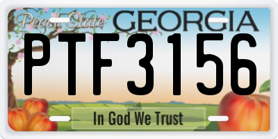 GA license plate PTF3156