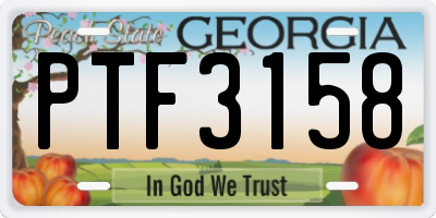 GA license plate PTF3158