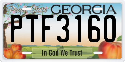GA license plate PTF3160