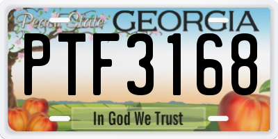 GA license plate PTF3168