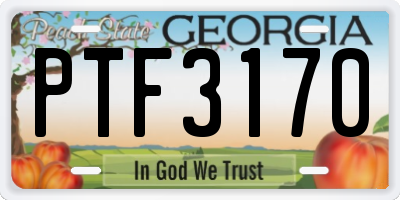 GA license plate PTF3170