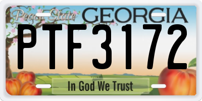 GA license plate PTF3172