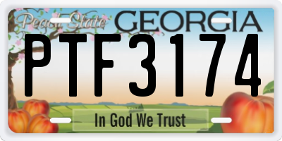 GA license plate PTF3174