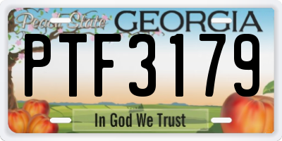 GA license plate PTF3179