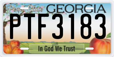 GA license plate PTF3183