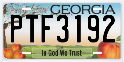 GA license plate PTF3192