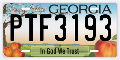 GA license plate PTF3193