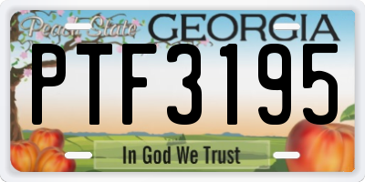 GA license plate PTF3195