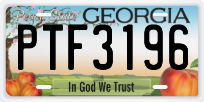 GA license plate PTF3196