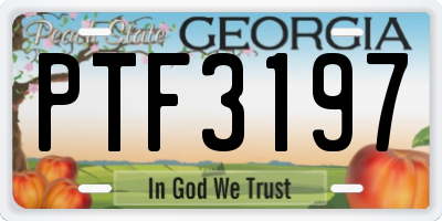 GA license plate PTF3197