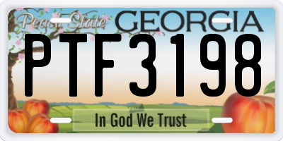 GA license plate PTF3198