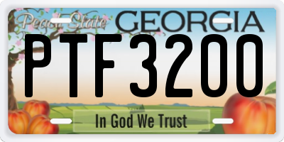 GA license plate PTF3200