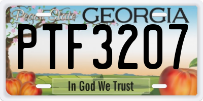 GA license plate PTF3207
