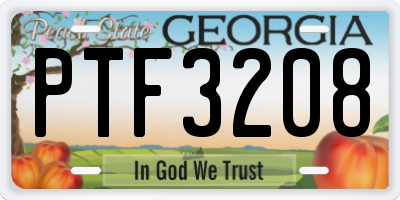 GA license plate PTF3208