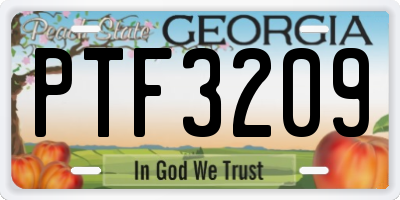 GA license plate PTF3209