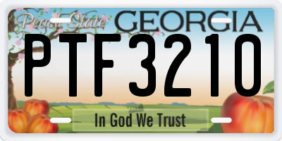 GA license plate PTF3210