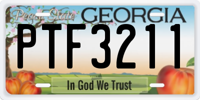 GA license plate PTF3211