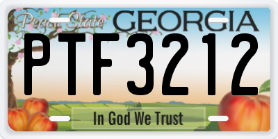 GA license plate PTF3212