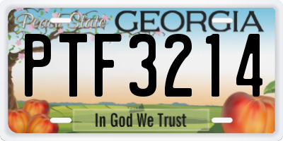 GA license plate PTF3214