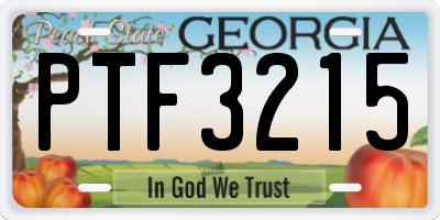 GA license plate PTF3215