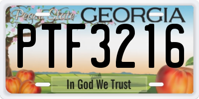 GA license plate PTF3216