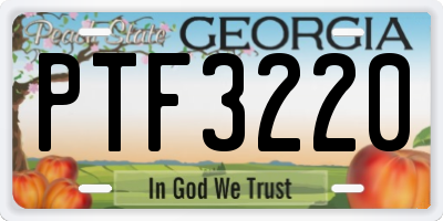 GA license plate PTF3220