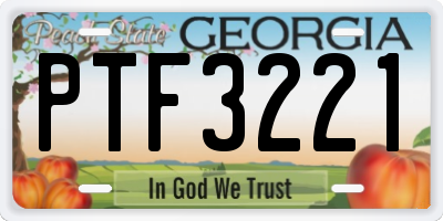 GA license plate PTF3221