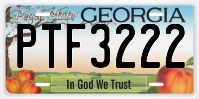 GA license plate PTF3222