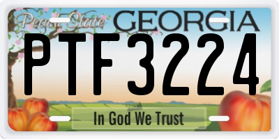 GA license plate PTF3224