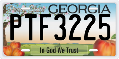 GA license plate PTF3225